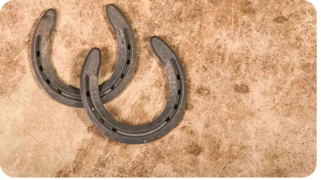 two horseshoes on a brown background
